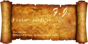 Fixler Jolán névjegykártya